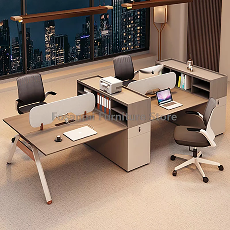 Modernes Büro-Schreibtisch- und Stuhl-Set mit Schublade für 1–2 Personen, einfacher Schreibtisch mit Bildschirm, Computer-Netzstuhl, Tisch, Arbeitsmöbel-Set