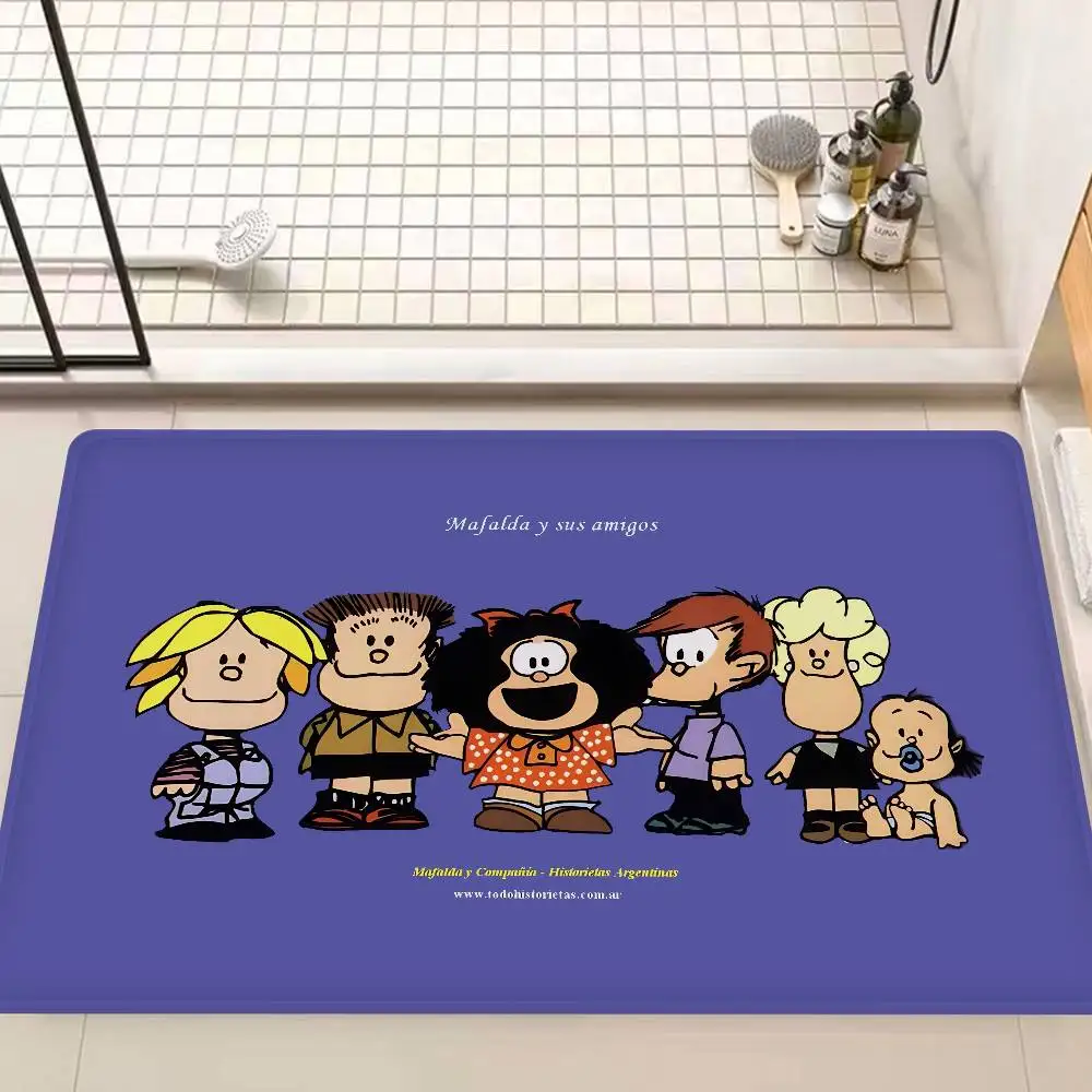 Cartoon Mafalda Entrance Door Mat Washable Non-Slip Living Room Sofa Chairs Area Mat Kitchen Welcome Doormat