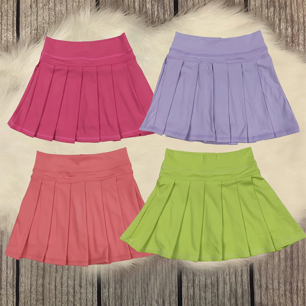 

Wholesale Baby Girls Pleated Skirt Children Sports Breathable Mini Skirt Infant Toddler Solid Knit Kids Sports Skirt with Shorts