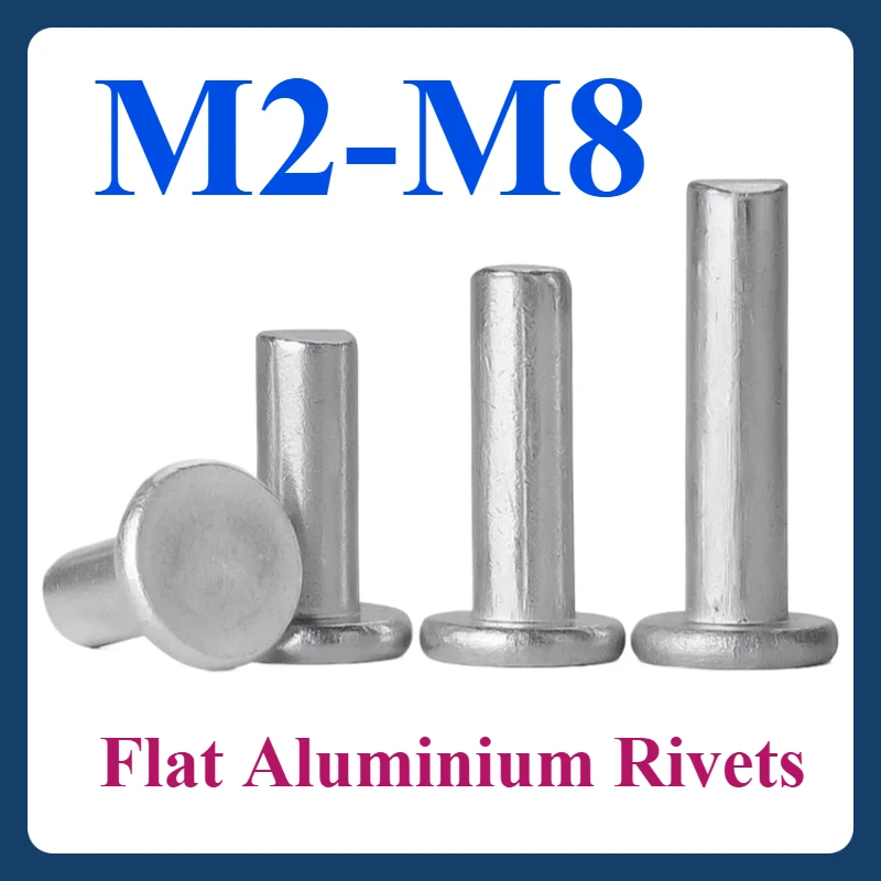 

M2 M2.5 M3 M4 M5 M6 M8 Flat Aluminium Rivets Round Solid Rivet Self Plugging Knock-on Rivet Nail Bolt 10~500pcs