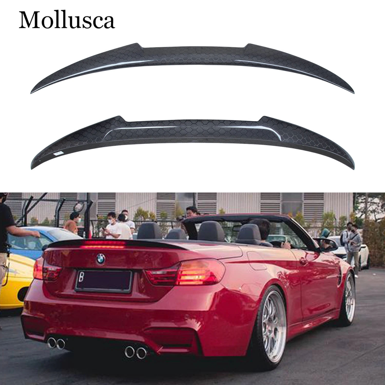 

For BMW 4 Series F33 Convertible&M4 F83 M4 Style Honeycomb Carbon fiber Rear Spoiler Trunk wing 2013-2020