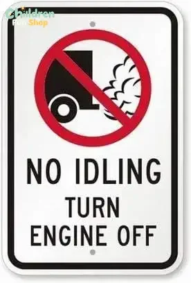Ylens Garage Decor Sign No Idling - Turn Engine Off (with No Idling Graphic) Safety Sign Caution Warning Sign Tin Metal Decor