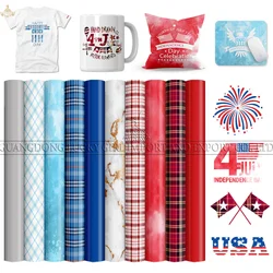 Lucky Goddness Red Independence Day Infusible Transfer Ink Sheets 12*12 In Blue Sublimation Ink for Heat Mugs Press T-Shirts Cup