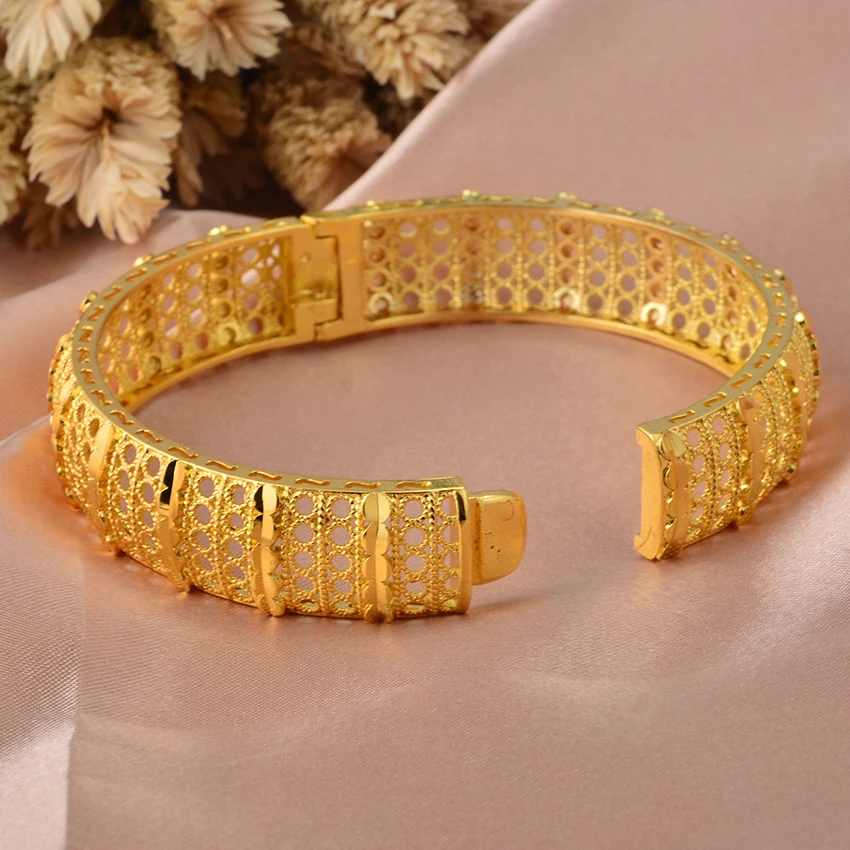 Wando Gold Color Women Bangle Ethiopia Dubai Arab Bangles for Women Ethiopian Bracelets Wedding Jewelry African Gifts