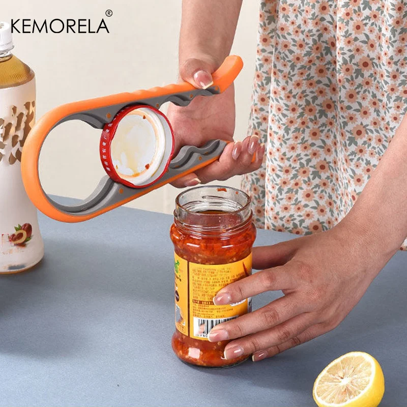 Jar Opener Easy Grip Wrench 4 in 1 Handy Save Strength Can Beer Bottle Cap Openers Lid Twist Off Tools Portable Kitchen Gadgets