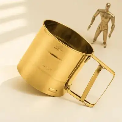 

Handheld Flour Sifter Gold Stainless Steel Cup Type Sugar Sieve for Baking Powder Filter and Baking Tool Flour Sifter
