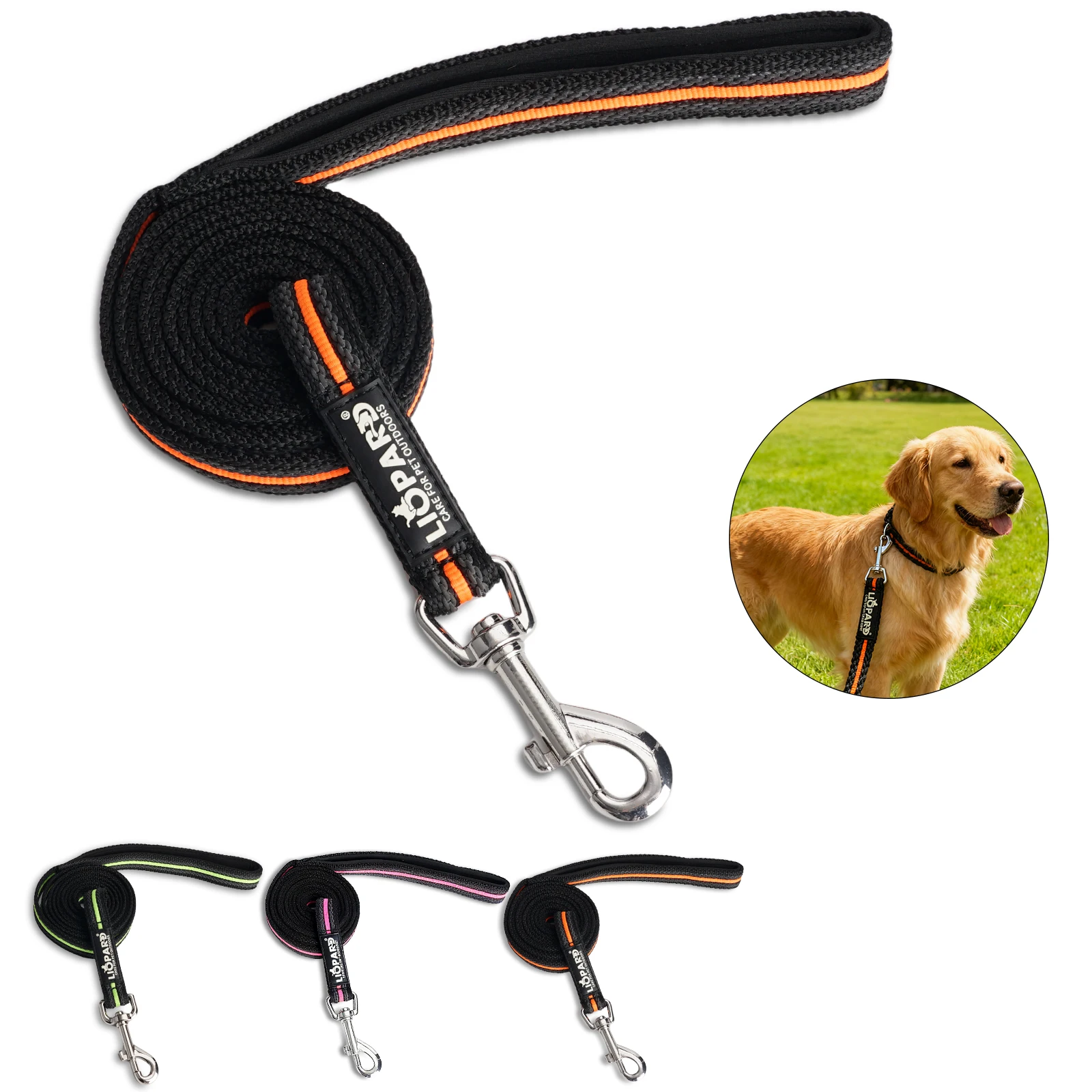 

PVC Embossed Extended Dog Leash Waterproof Color-Block Nylon Dog Training Lead Anti-slip Rope for Pet Supplies for Dog Walking