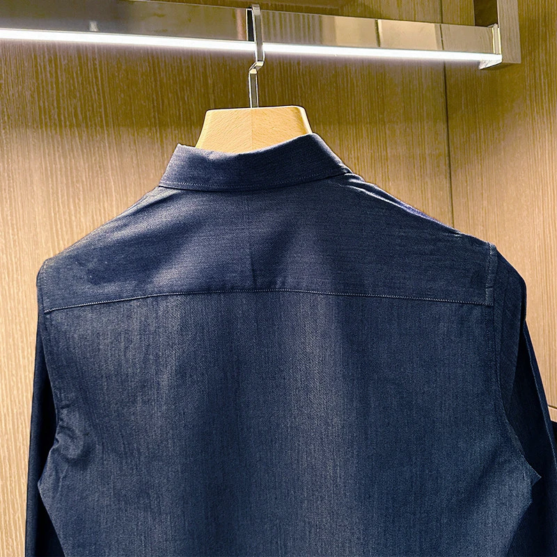 

Briti Gentleman Faion Мужская повседневная мужская повседневная одежда без железа Slim Fit Long Sve Busin Sle High-End Sensation Dr irt