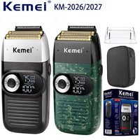 Kemei KM-2026 KM-2027 2 In 1 Rechargeable Electric Shaver LCD Reciprocating Razor For Men USB Charging Beard Trimmer
