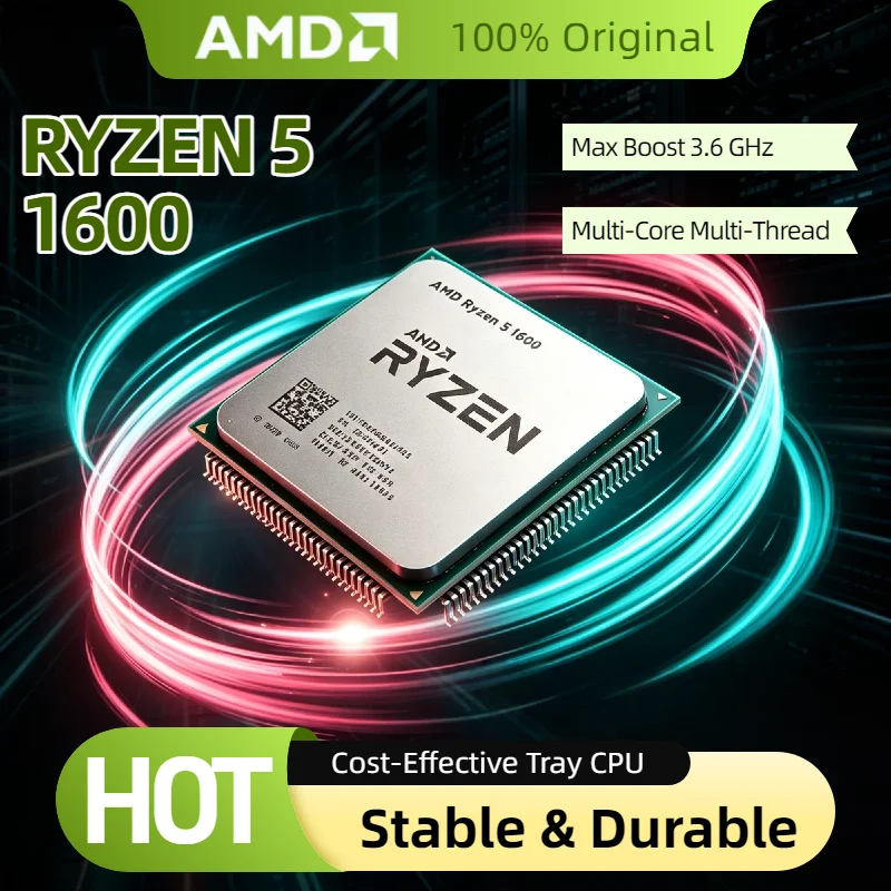 AMD Ryzen 5 1600 R5 1600 3.2GHz 6 Core 12 Thread 65W Socket AM4 Processor Gaming CPU Without Package Ultra Fast Plus