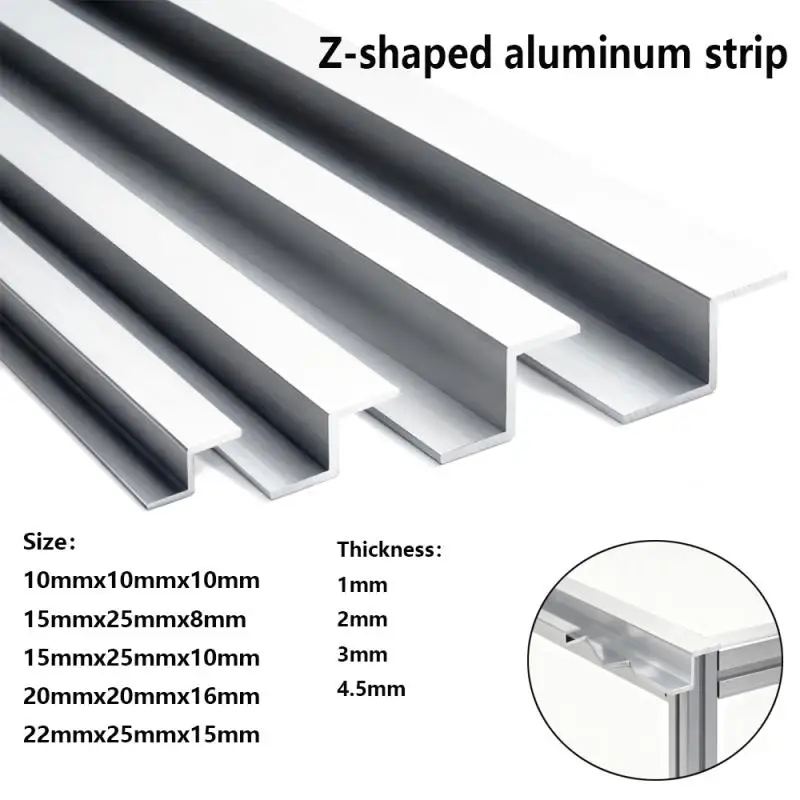 Z-Shaped Aluminum Edge Trim 10/15/20/22mm, Flexible Decorative Molding for Cabinet Door Window Frame (1 Piece)