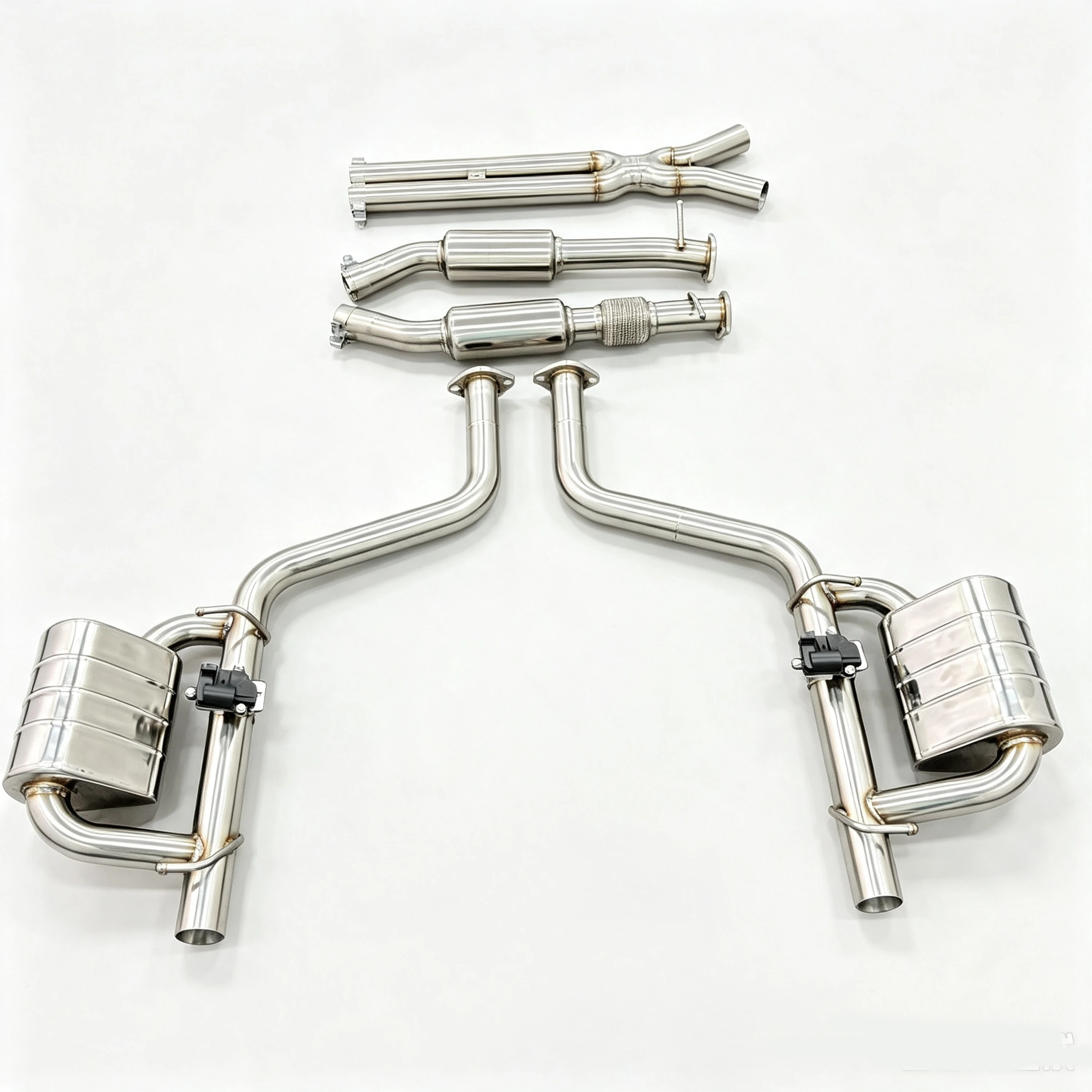 Edelstahl-Catback-Auspuffanlage mit Ventilen und Schalldämpfern für Dodge Challenger 3.6L 6.2L – Detail 4