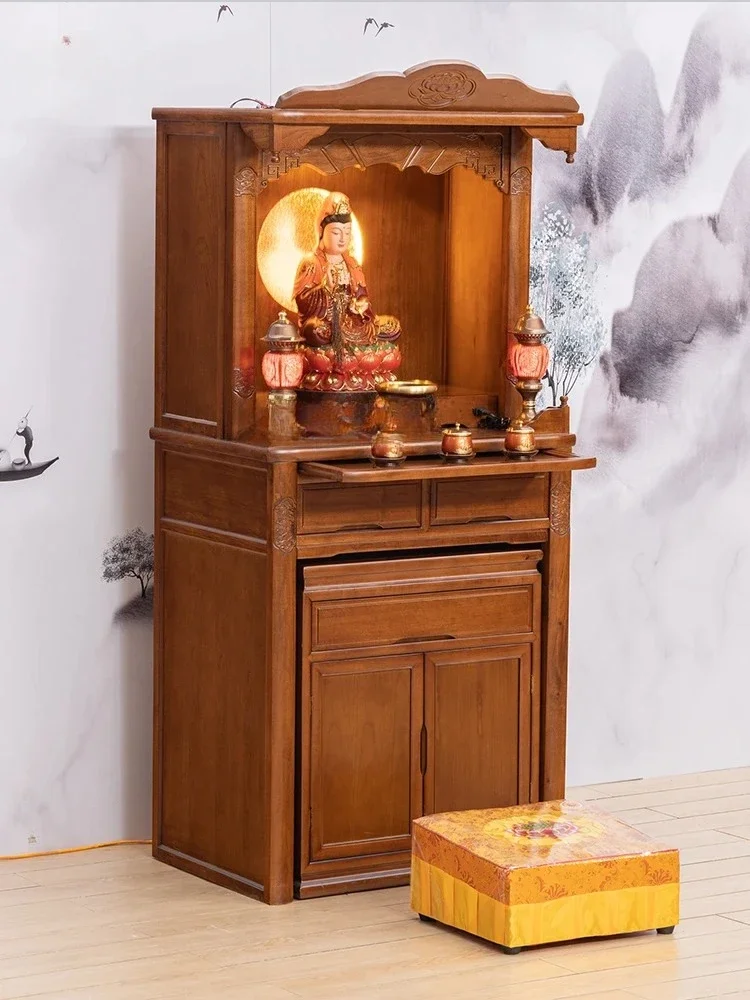 Solid wood household Buddha cabinet for Buddha hall, Buddhist altar, God of wealth standing cabinet,ancestor tower fairy cabinet