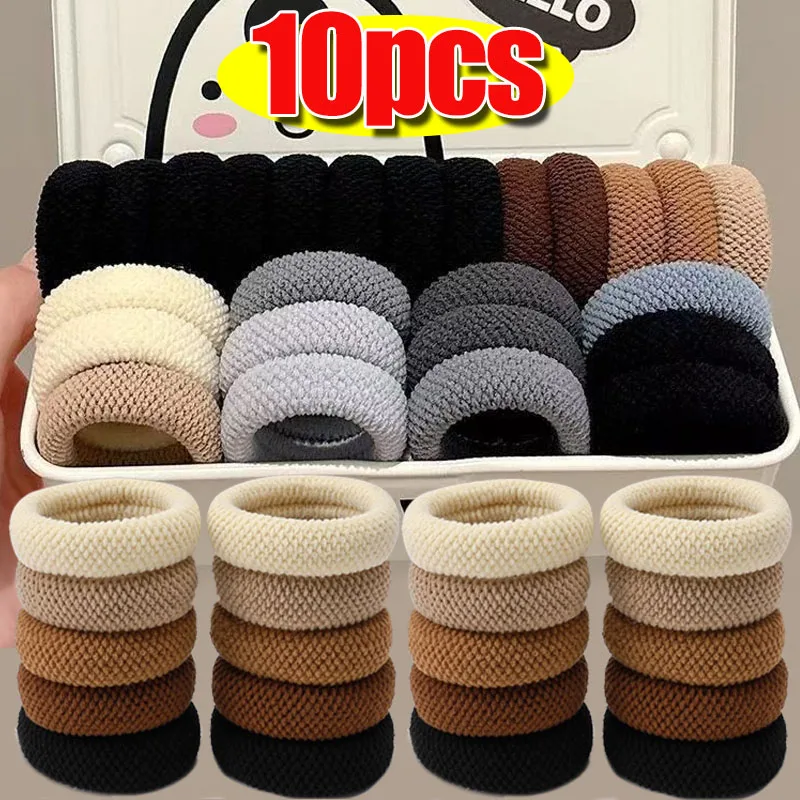 

5/10 шт., высокоэластичная веревка для волос, однотонная утолщенная очень широкая резинка для волос, высокие держатели для хвоста, аксессуары для укладки волос