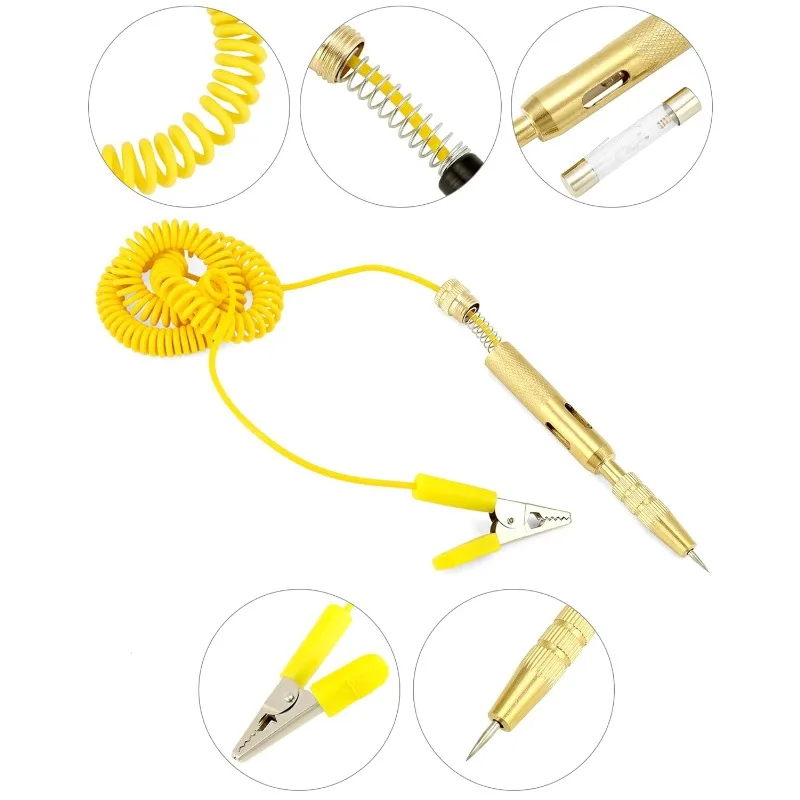 Auto Car Circuit Tester Test Probe Lamp 6V-24V Light System Lamp Voltage Test Pen Detector Diagnostic Tools Copper Vehicle