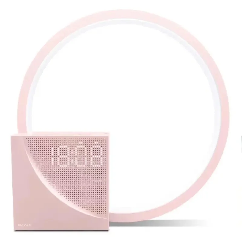 Creative Ring LED Alarm Clock, Dual Alarm Warm Wake-up Light with Snooze & Power-off Memory Multifunctional Bedside Lamp