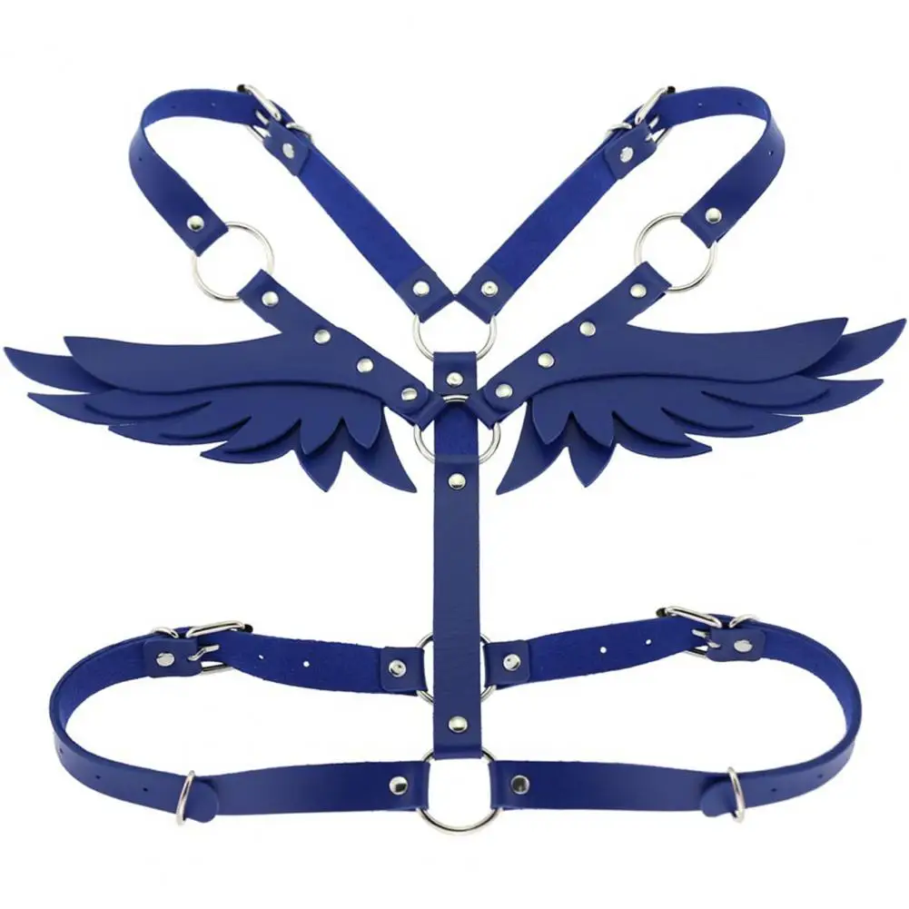 Angel Wing Faux Leather Adjustable Harness Waist Shoulder Bondage Halterneck