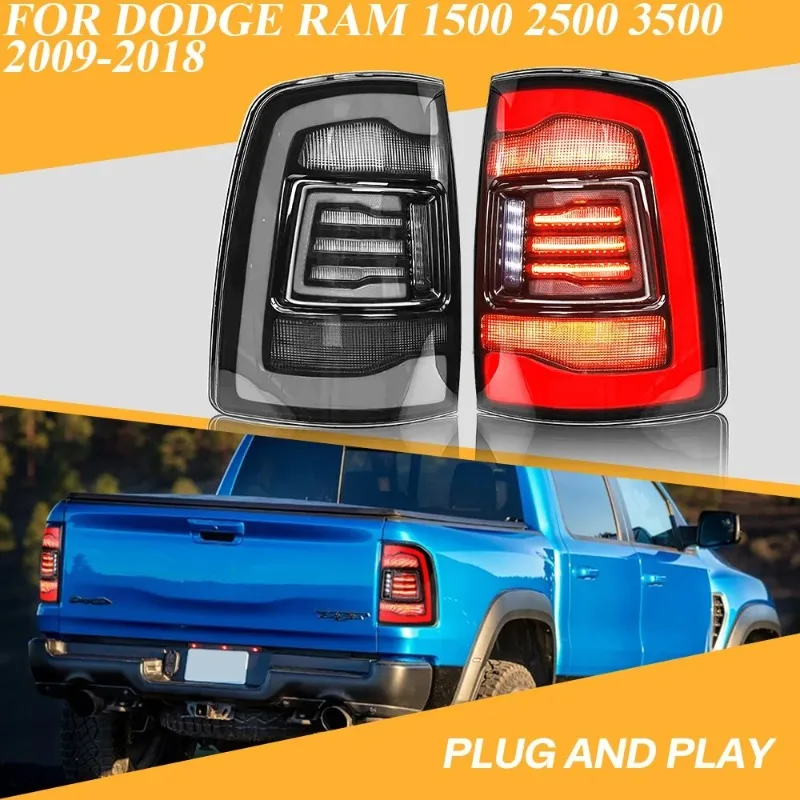 

For Dodge Ram 1500 2500 3500 2009-2018 LED Tail Lights Pair, Smoke Lens Rear Lamps Replacement
