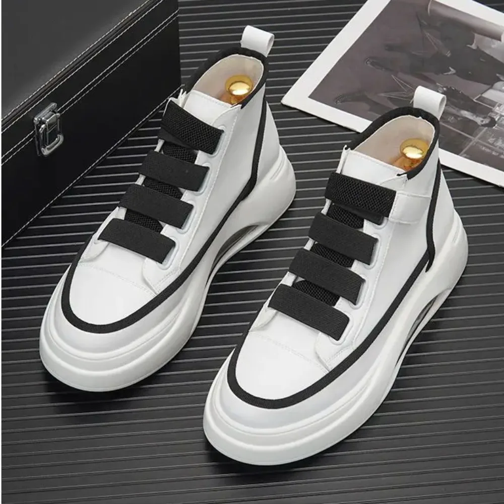 High Top Men\'s Shoes 2024 New Spring Thick Soled Small White Shoes Men\'s Fashion Air Cushion Casual Board Shoes luxury sneakers