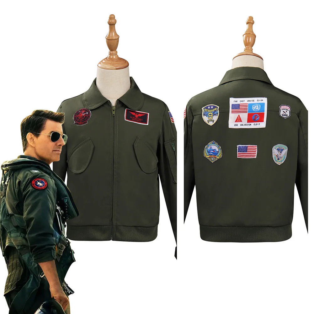 Kids Children Top Cos Gun Maverick Cosplay Costume Bomber Jacket Outfits Halloween Carnival Suit