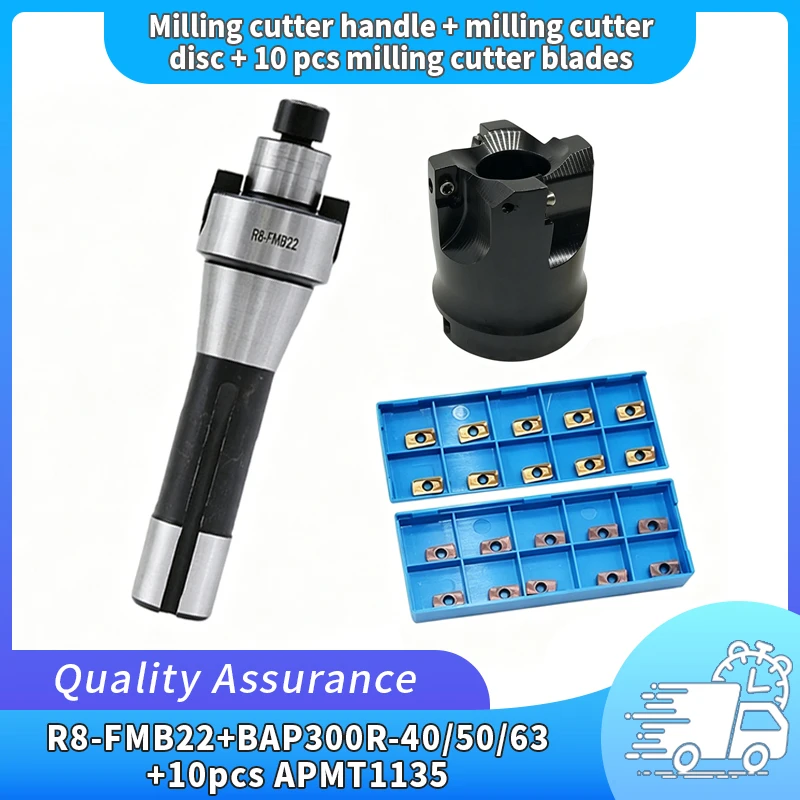 1set R8 FMB22 Tool Holder M12 Thread 7/16 + BAP300R Face Milling Disk BAP 300R Cutter Head + 10PCS APMT1135 Carbide Inserts