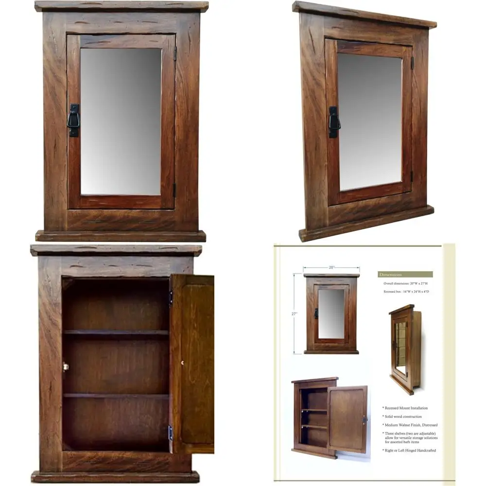 

Handcrafted Solid Wood Rustic Mission Style Recessed Medicine Cabinet