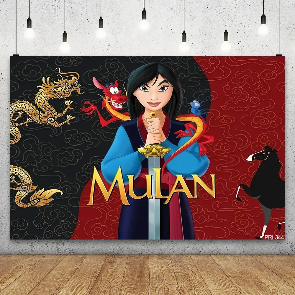 

Disney Mulan Animation Mushu Photography Backdrop Princess Birthday Party Decoration Banner Customize Photocall Background