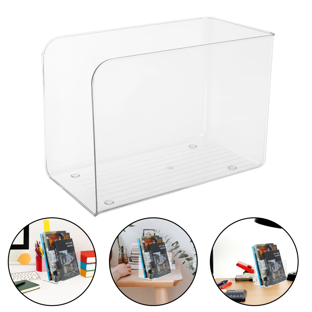 

2pcs Bookend Rack Multifunctional Magazine Organizer Storage Stand For Books Records Laptops Clear Acrylic File Holder Office