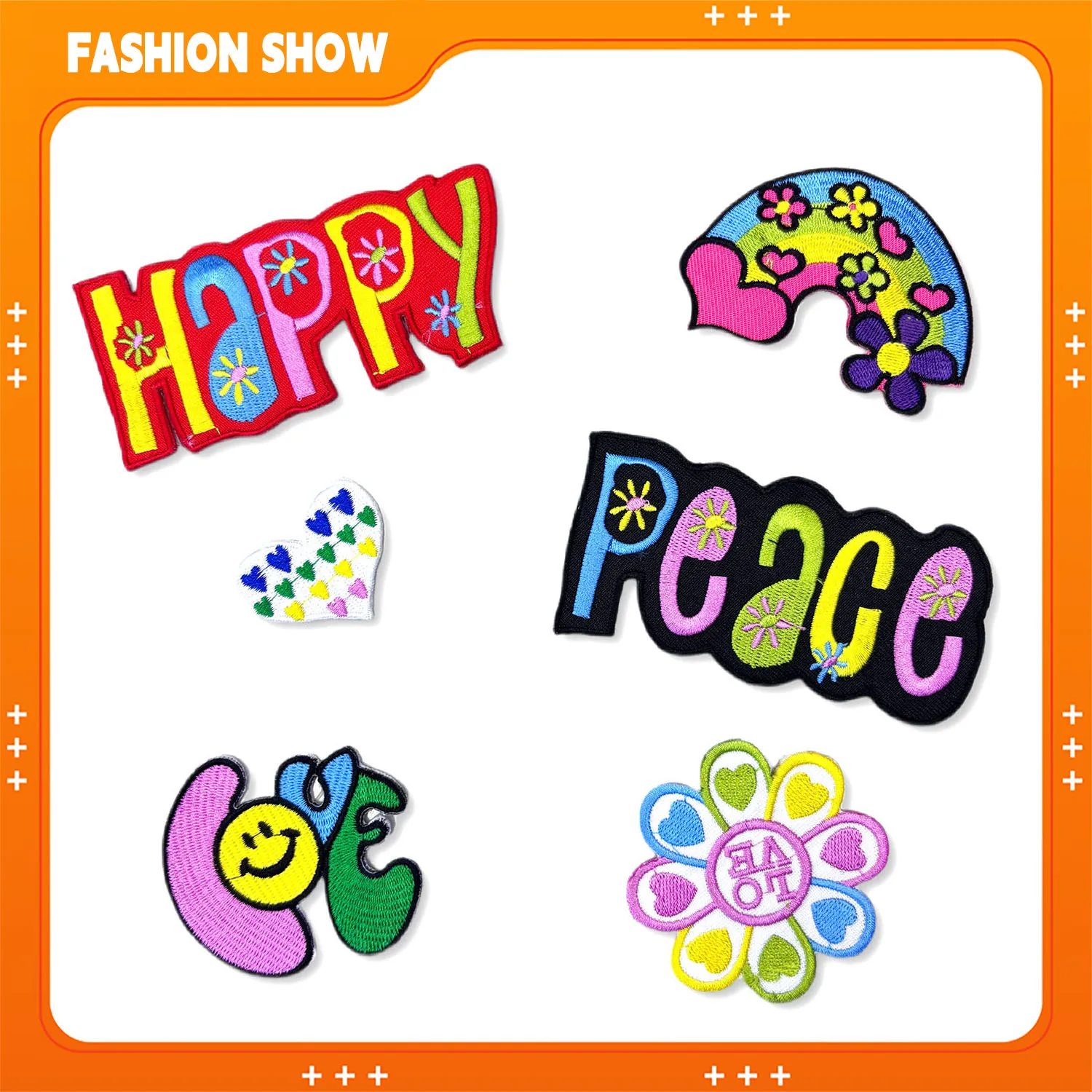 

Cartoon Happy Rainbow Peace Embroidery Patch Iron-On Patch DIY Accessory for Sweatshirts, Hats, Shoes, Clothing Accessories, Decorative Patch