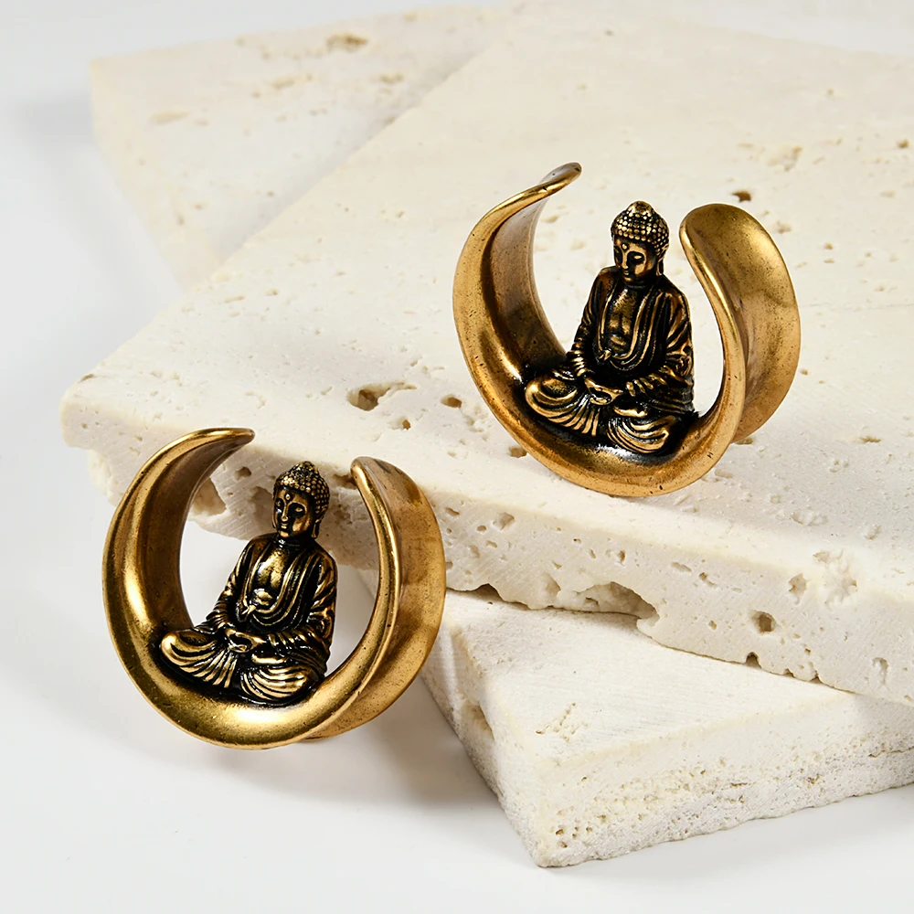 1PC Copper Classic Buddha Pattern Ear Stretchers Plugs Tunnels Piercing Gauges Expander Stretchers Body Piercing Jewelry 8-25mm