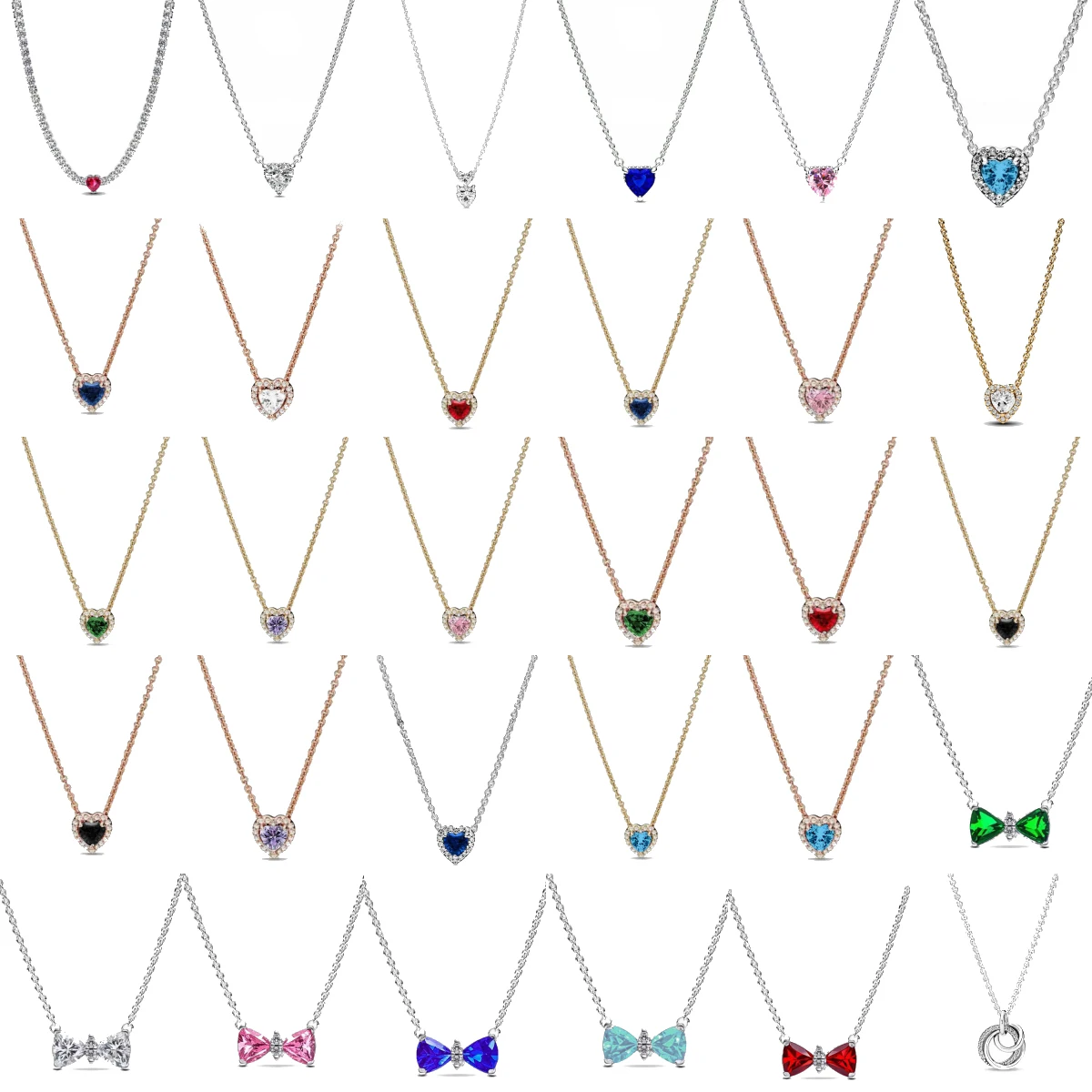 

Colorful Heart Shaped Pendants Necklace Original Fashionable Silver Plating Necklace Lover's Holiday Fine Jewelry Gift