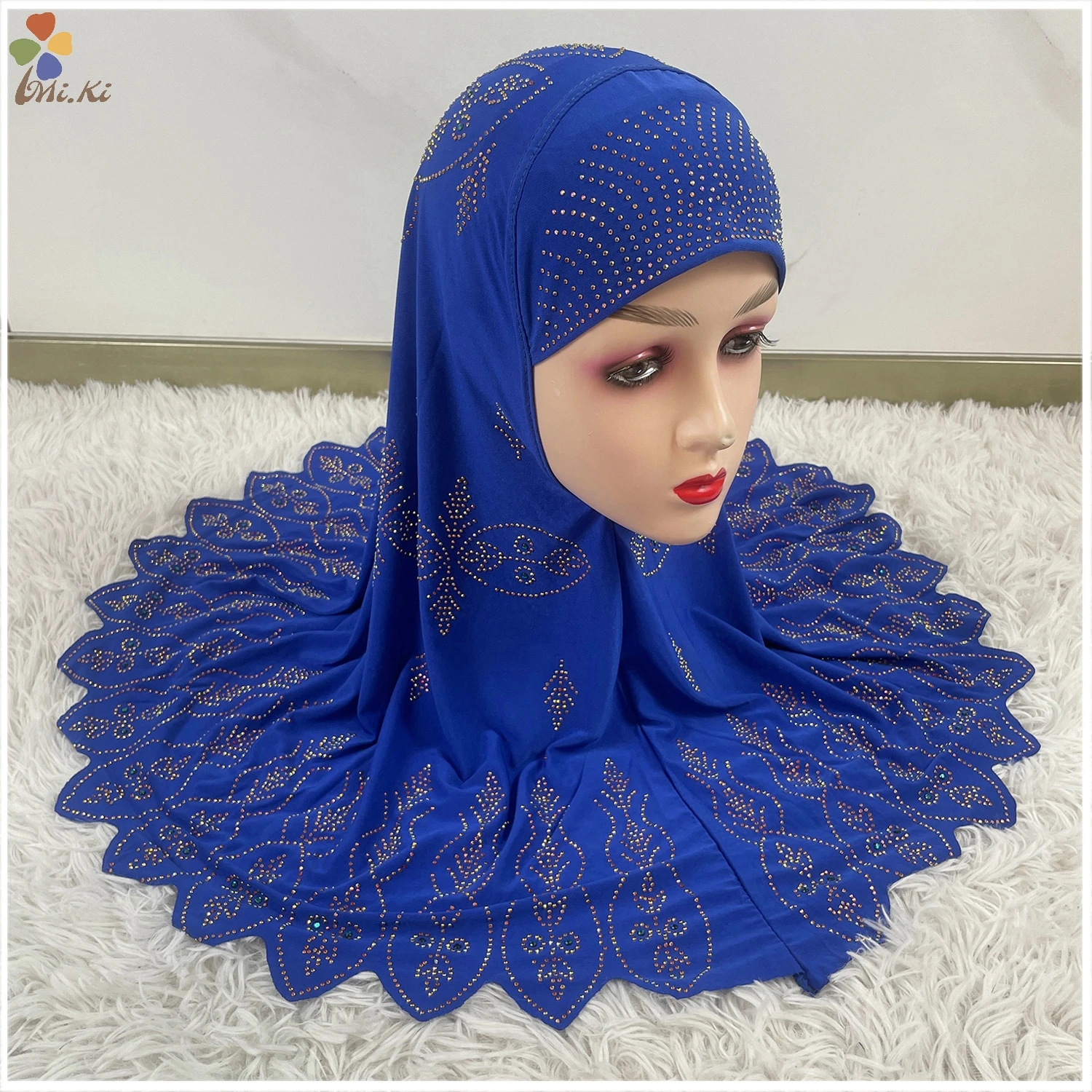 

Muslim Children Headscarf Accessories Eid al Fitr Hot Diamond Fashionable Headscarf Hats Islamic Headscarfs 12 Pieces Per dozen