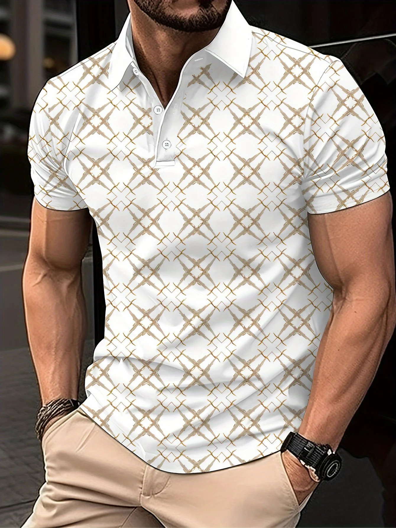 2026 Summer New Style Men's Polo Shirt - 3D Trendy Mesh Pattern Printed Shirt - Casual Fashionable Comfortable Lightweight