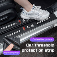 Car Threshold Strip Carbon Fiber Sticker For Hongqi HS5 H5 H6 H9 E-QH5 HS7 E-HS9 H7 E-HS3 HQ9 LS5 Door Sill Protector Accessorie