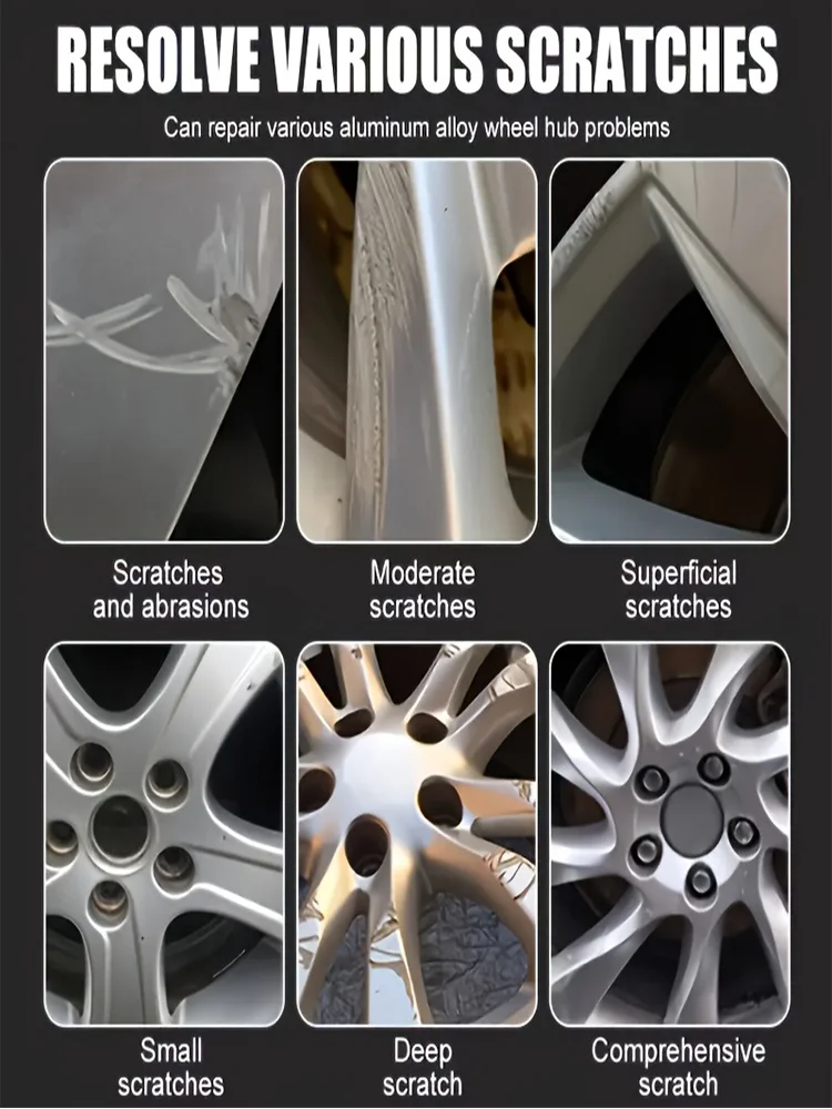 Kit de réparation de roues-pâte de réparation de rayures de roues de voiture, pâte de réparation de peinture de rayures de pneus et de roues-réparation de roues en alliage, usure, oxidati