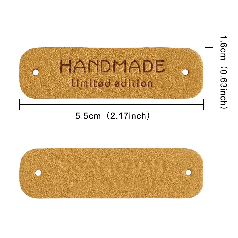 25/50pcs Small Handmade Leather Clothing Labels for Gift Hat Sewing Leather Tags Hand Made Leather Skin DIY Decorative Tags