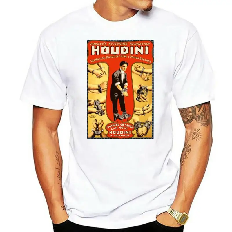 Houdini Poster Print T-Shirt Magician 100% Cotton Sizes S-3Xl New High Quality Casual Printing Tee Shirt