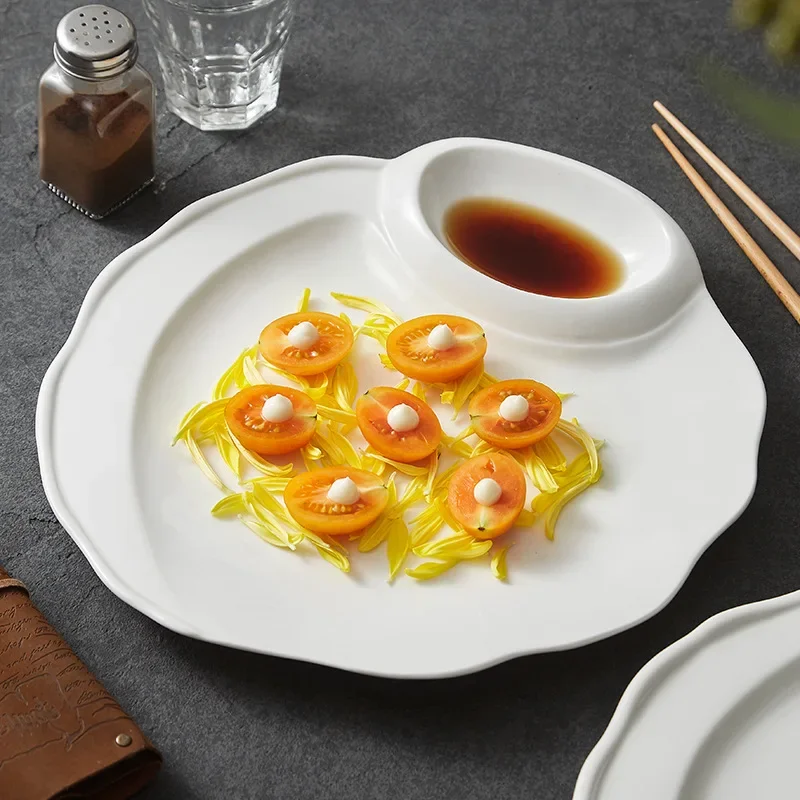 Household creative tableware High-end hotel restaurant Mother and child vegetable White scorched shrimp with vinegar