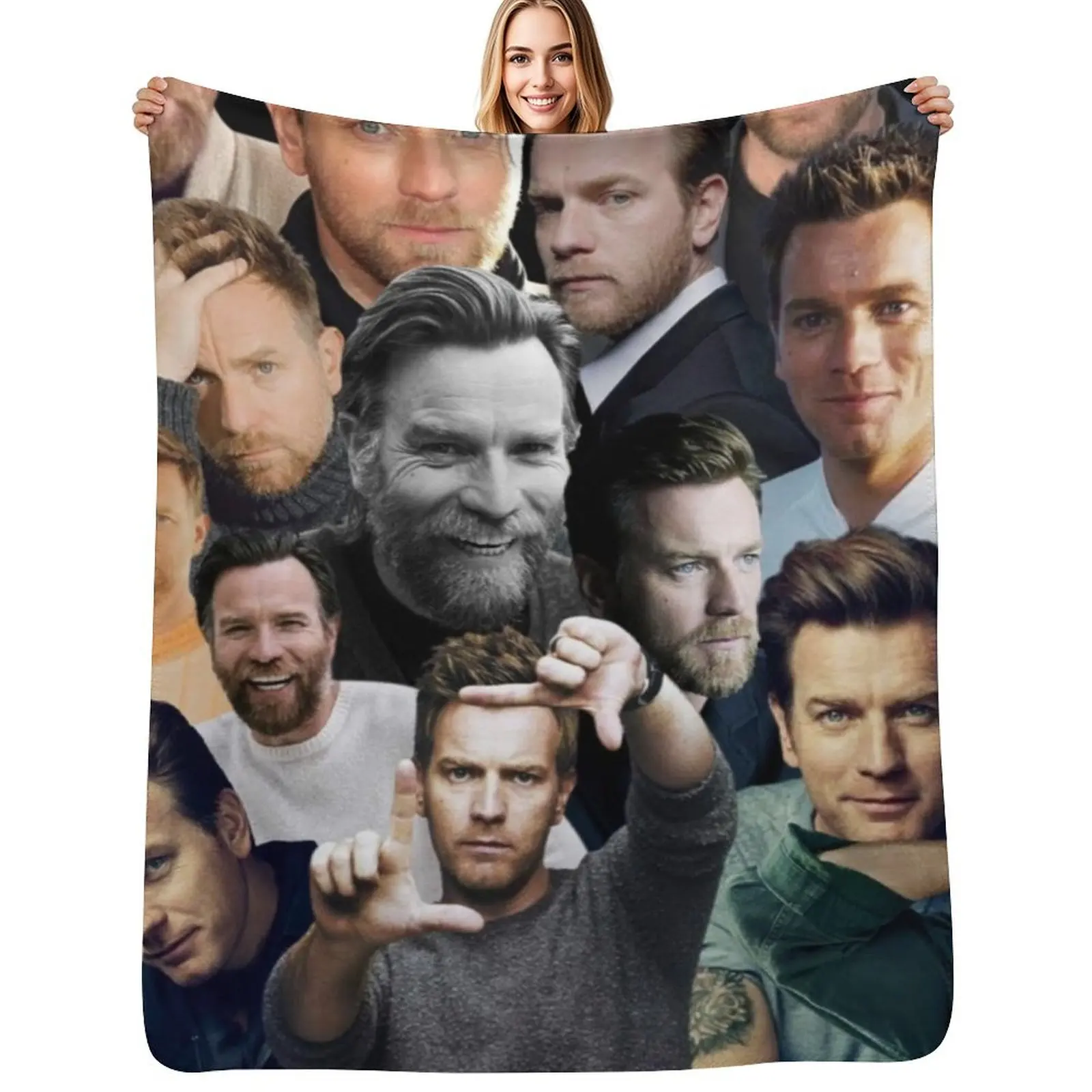 Ewan McGregor photo collage Throw Blanket Plaid Thins Large halloween Stuffeds Quilt Blankets