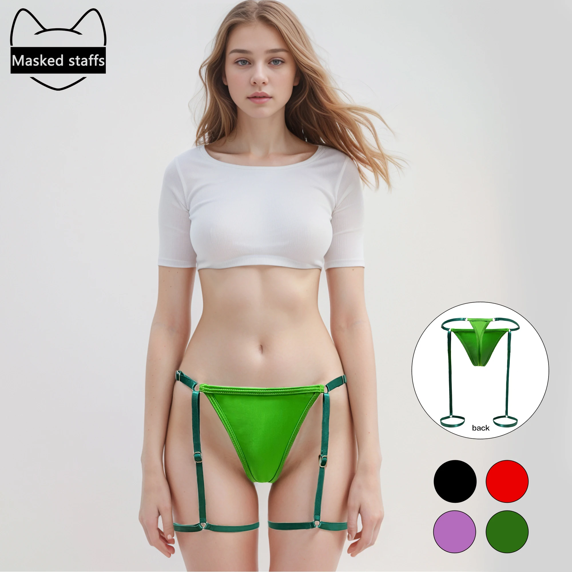 

MASKED STAFFS satin oil glossy thongs trousers sexy Leggings thong high split sexy Bikini bottoming swimming trunks GLOSSY thong