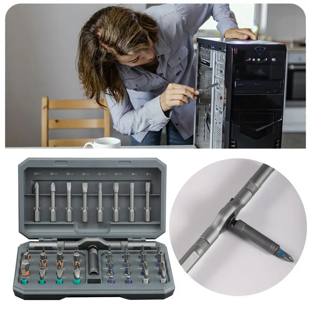 

Magnetic Screwdriver Kit Professional 42-in-1 Magnetic Screwdriver Set with Ratcheting Handle Storage Box for Electronic Repair