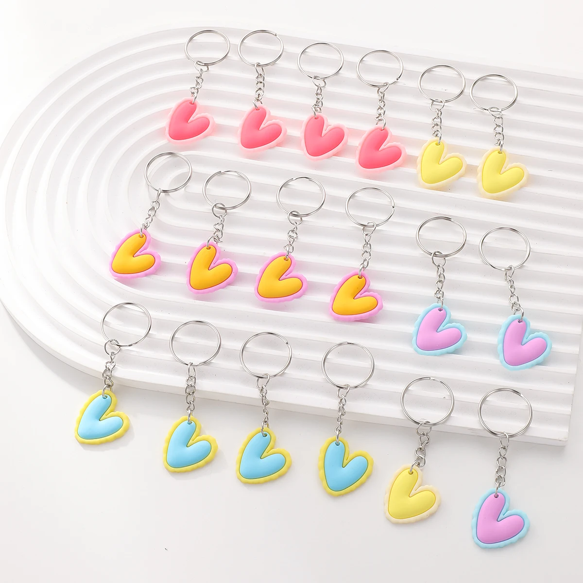 18pcs PVC Love Keychain Heart Pendant Fashion Cute Cartoon Keyring  Purse Charm Ornament Bag Accessories Valentines Day Gift