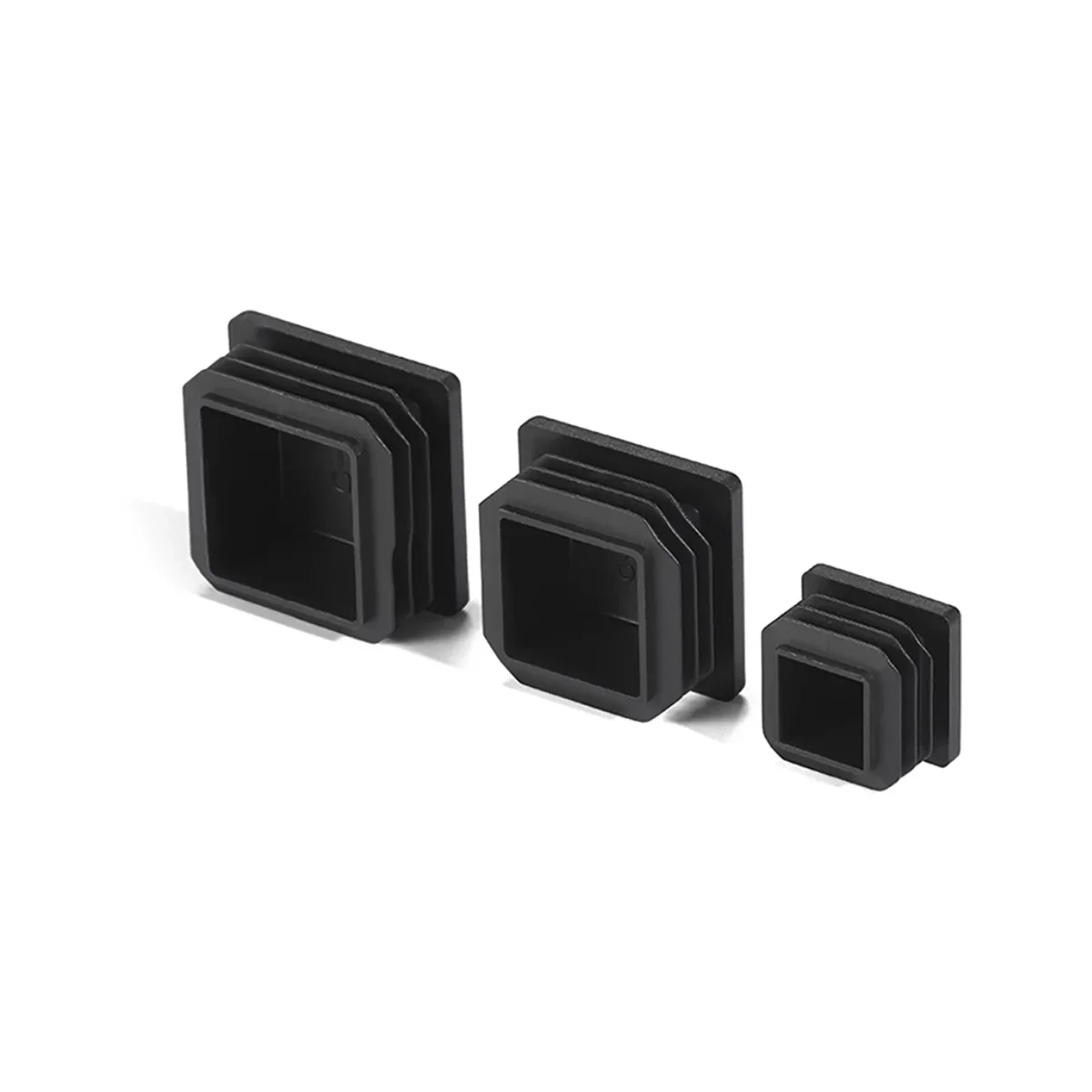 สีดําสแควร์พลาสติก Blanking End CAPS ขาเฟอร์นิเจอร์ท่อแทรกปลั๊ก Bung ตกแต่งฝุ่น 10x10mm-100x100mm