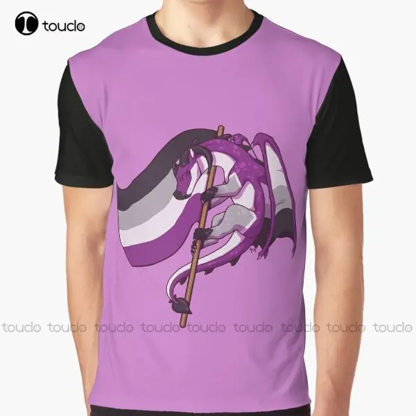 Asexual Pride Flag Dragon (3Rd Edition) Graphic T-Shirt Custom Aldult Teen Unisex Digital Printing Tee Shirts Christmas Gift