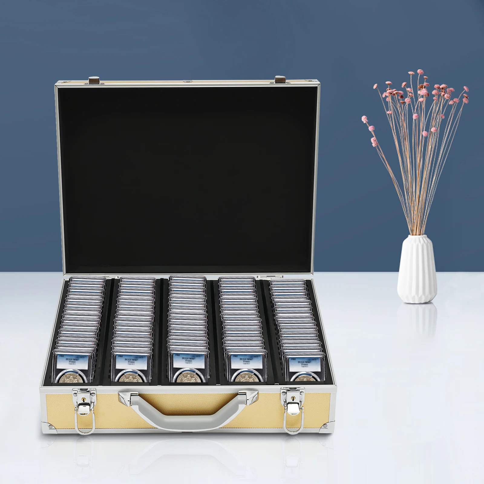

100-Coin Practical Coin Holder with Five Compartments Fits Various Denominations and Types of Coins For Coin Collectors