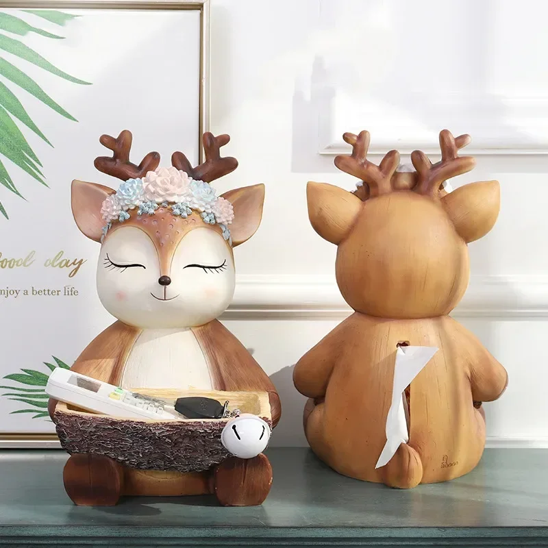 

Resin Animal Storage Ornaments Tissue Box Deer Dog Statuette Crafts Key Storage Box Desktop DecorationsFurnishings Sculpture