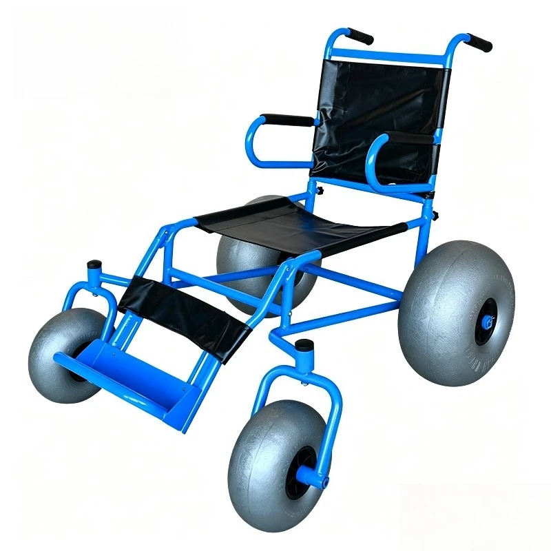Beach Wheelchair Manual Aluminum Frame Large Wide Wheels Mobility Cart For Elderly Outdoor Seaside Travel Sand Terrain