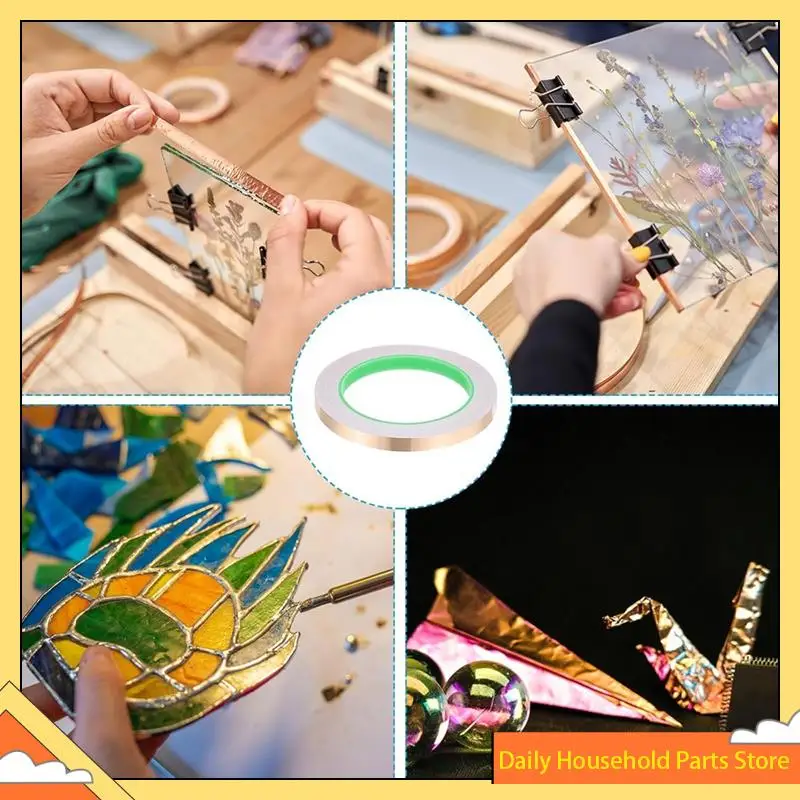 Pita Foil Tembaga 22 Yard 3/8 Inci, Pita Tembaga 3 Rol dengan Alat Foil Kaca Patri Konduktif dengan Pengikis untuk Kerajinan PANAS!