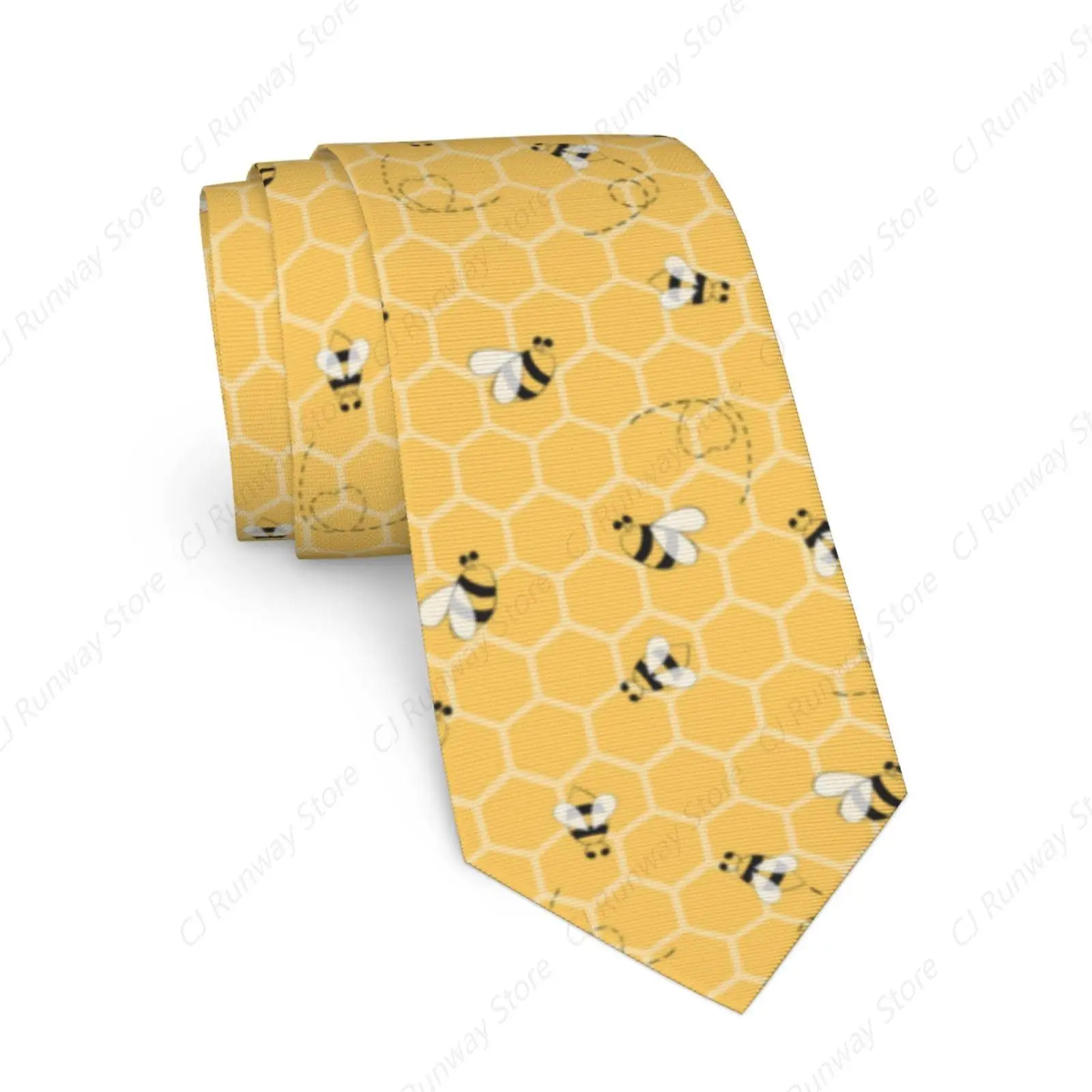 Men's Tie, Bees on Honey Combs Art, 3.7