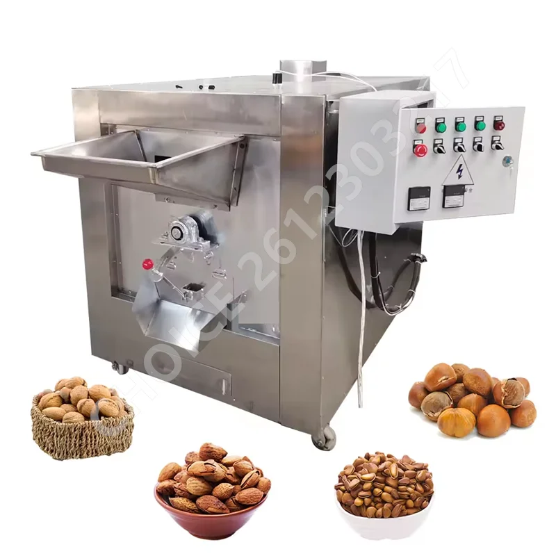 Commercial Stainless Steel Roaster Automatic Coffee Bean Nuts Soybean Peanuts Roasting Maker Sunflower Seeds Corn Roasting Maker